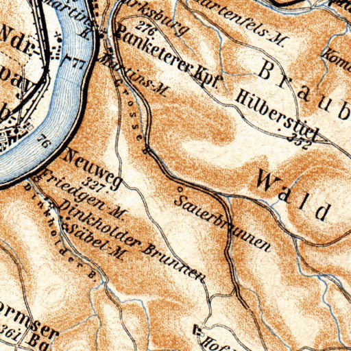 Map of the Course of the Rhine from Coblenz to Bingen, 1905 by Waldin