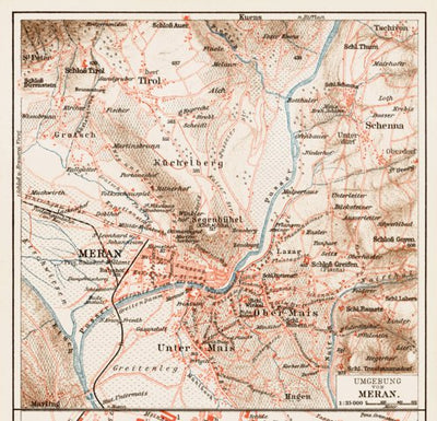 Waldin Meran (Merano) environs map, 1903 digital map