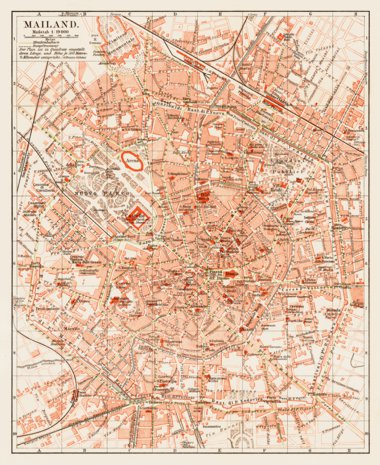 Waldin Milan (Milano) city map, 1903 digital map