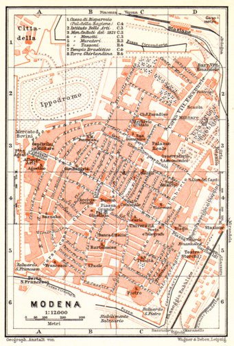 Waldin Modena city map, 1908 digital map
