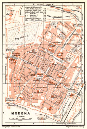 Modena city Map, 1908 by Waldin | Avenza Maps