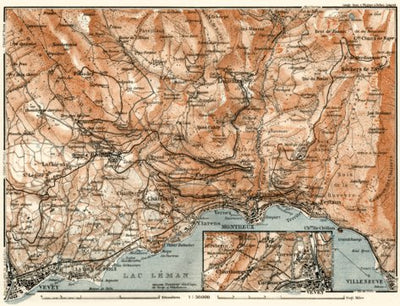 Waldin Montreux, Vevey and Environs map, 1913 digital map