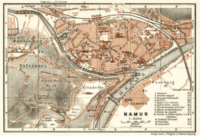 Waldin Namur town plan, 1909 digital map