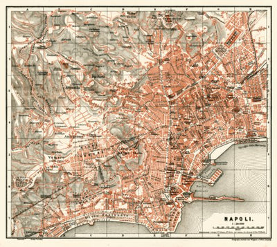 Waldin Naples (Napoli) city map, 1898 digital map