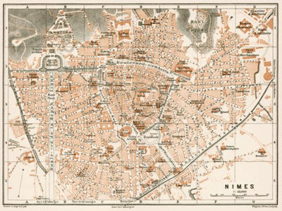 Waldin Nîmes city map, 1902 digital map