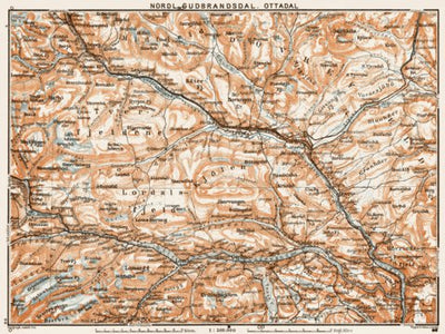 Waldin North [Nordl(ige del af)] Gudbrandsdal and Ottadal district map, 1931 digital map
