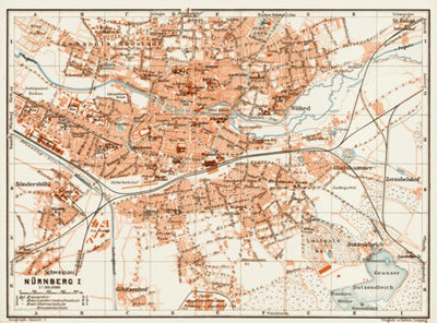 Waldin Nürnberg (Nuremberg) city map, 1909 digital map