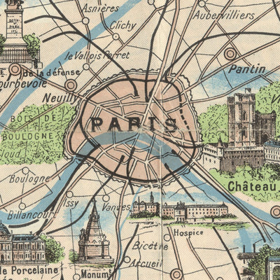 Waldin Paris environs, illustrated map, about 1910 digital map