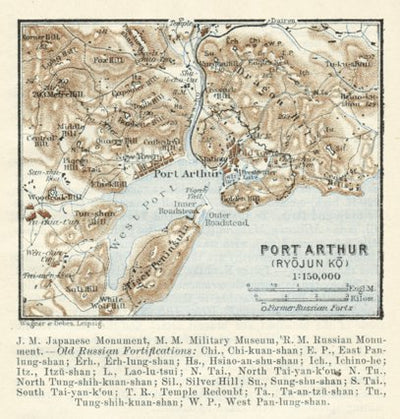 Waldin Port Artur (Lüshunkou) and suburbs map, 1914 digital map