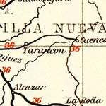 Waldin Portugal on the railway map of Iberian Peninsula, 1899 digital map