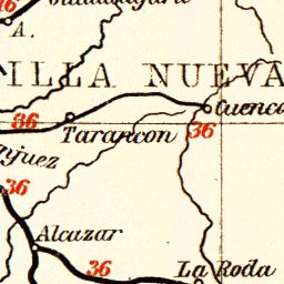 Waldin Portugal on the railway map of Iberian Peninsula, 1899 digital map