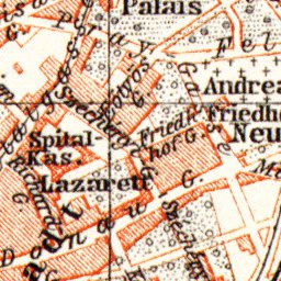 Waldin Pressburg (Bratislava) city map, 1913 digital map