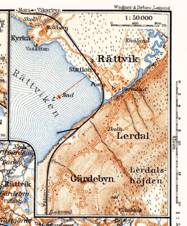 Waldin Rättvik and environs map, 1910 digital map
