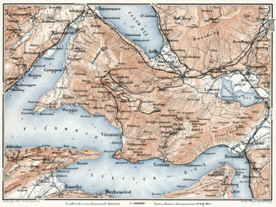 Waldin Rigi mountain and environs map, 1909 digital map