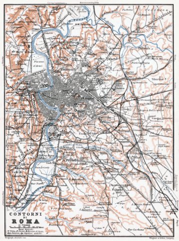 Rome (Roma) environs Map, 1909 by Waldin | Avenza Maps