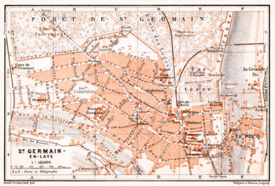 Waldin Saint-Germain-en-Laye city map, 1910 digital map