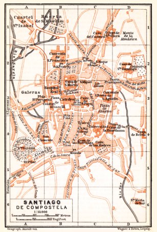 Waldin Santiago de Compostela city map, 1899 digital map