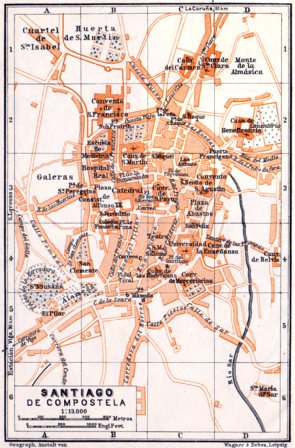 Waldin Santiago de Compostela city map, 1929 digital map