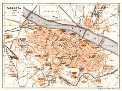 Waldin Saragossa (Zaragoza) city map, 1929 digital map