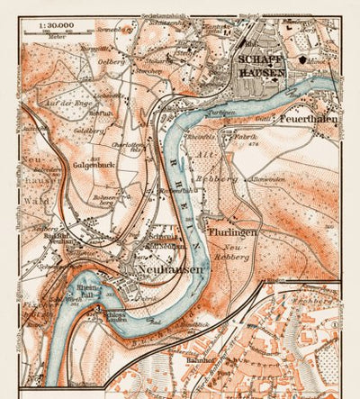 Waldin Schaffhausen (Schaffhouse) environs map, 1909 (second version) digital map