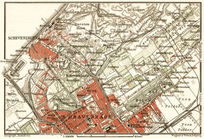 Waldin Scheveningen and The Hague environs map, 1909 digital map