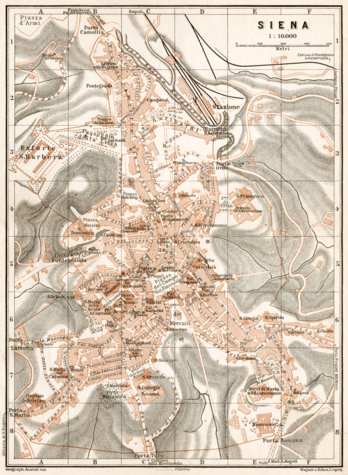 Waldin Siena city map, 1909 digital map