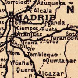 Waldin Spain on map of the Iberian Peninsula (Spain and Portugal map with legend in Russian), 1900 digital map