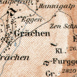 Waldin Stalden and Saas River Valley map, 1909 digital map