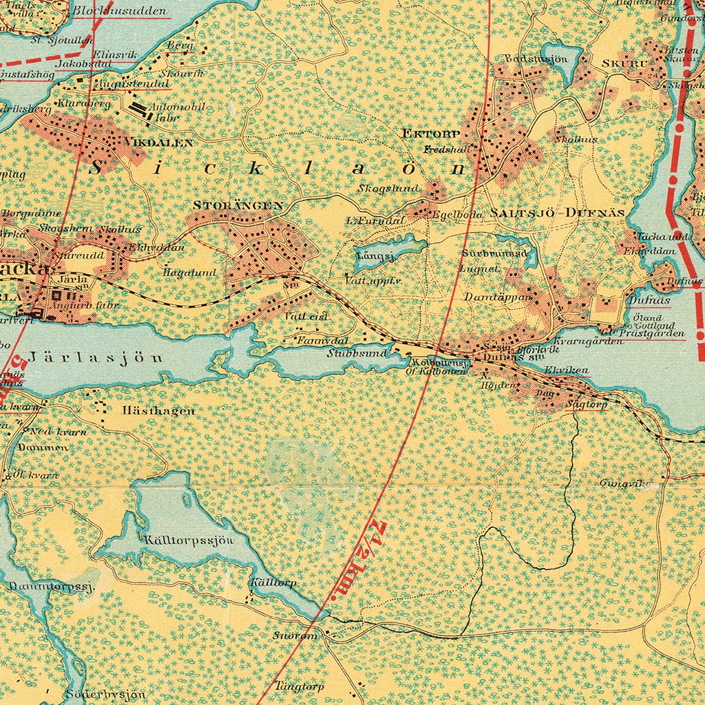 Stockholm city and adjacent communes Map, 1911 by Waldin | Avenza Maps