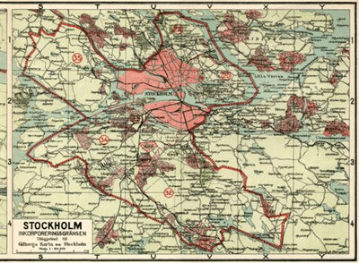Waldin Stockholm environs map, 1922 digital map