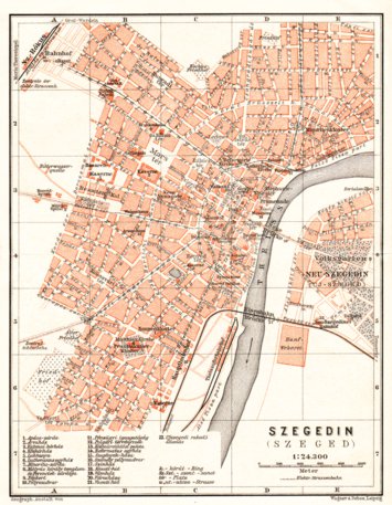 Szegedin (Szeged) city Map, 1913 by Waldin | Avenza Maps