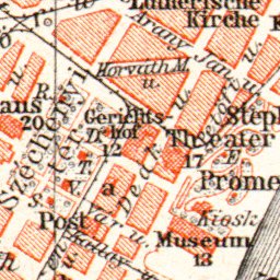 Szegedin (Szeged) city Map, 1913 by Waldin | Avenza Maps