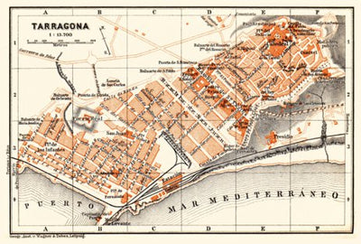 Waldin Tarragona city map, 1899 digital map