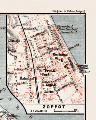 Waldin Town plan of Zoppot (Sopot), 1911 digital map