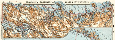 Waldin Trondheim (Trondhjem) - Torghatten - Alsten (Syv. Söstre) district map, 1910 digital map