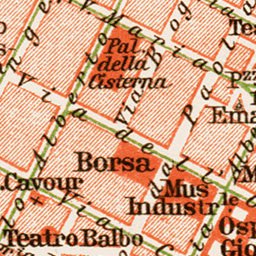 Waldin Turin (Torino), city centre map, 1913 digital map