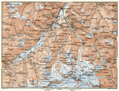 Waldin Upper Engadin Valley map, 1909 digital map
