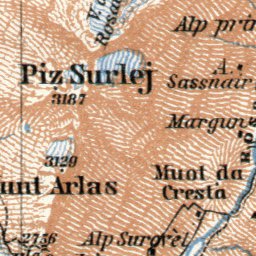 Waldin Upper Engadin Valley map, 1909 digital map
