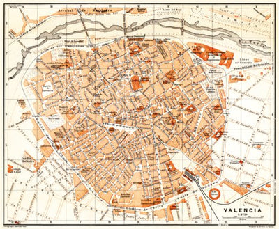 Waldin Valencia city map, 1899 digital map