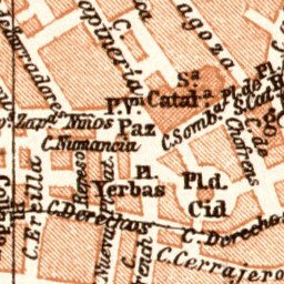 Waldin Valencia city map, 1913 digital map