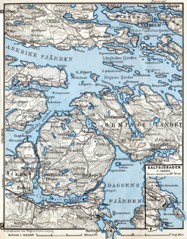 Waldin Vaxholm, Saltsjöbaden and environs map, 1910 digital map