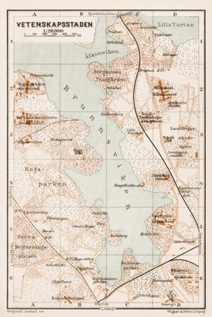 Waldin Vetenskapsstaden district (Stockholm) map, 1929 digital map