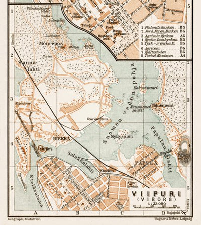 Waldin Viipuri (Viborg) city map, 1929 digital map