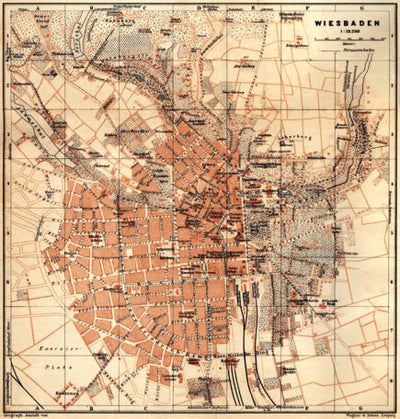 Waldin Wiesbaden city map, 1905 digital map