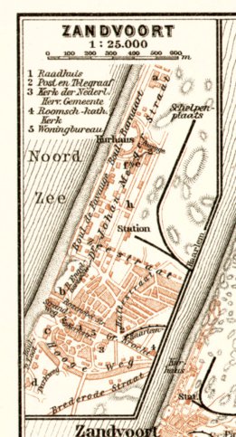 Waldin Zandvoort town plan, 1909 digital map