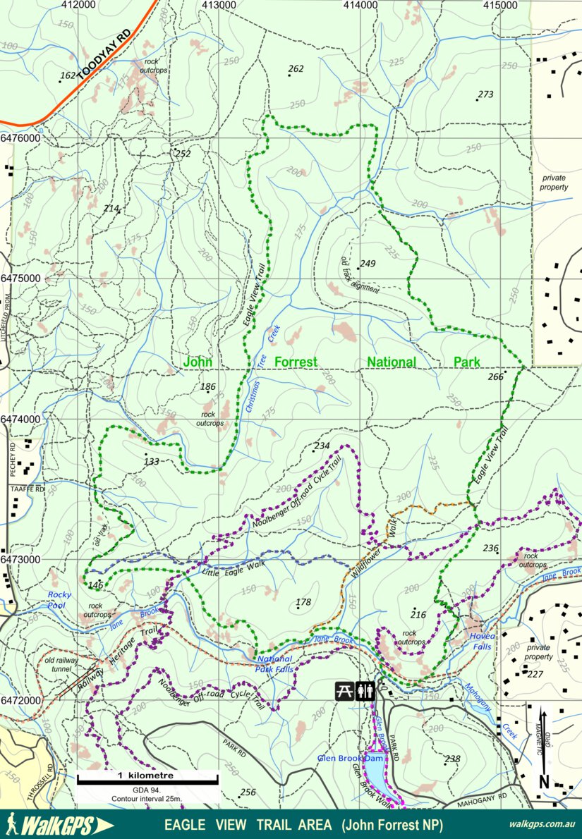 Eagle View Coverage Map Eagle View Trail and other walks - John Forrest National Park - WalkGPS ...