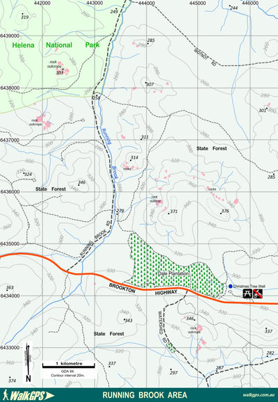 WalkGPS Running Brook Walk Area - Darling Range digital map