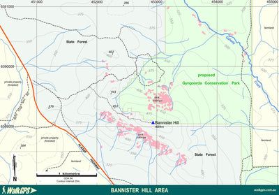 WalkGPS WalkGPS - Bannister Hill Walk Area - Darling Range digital map