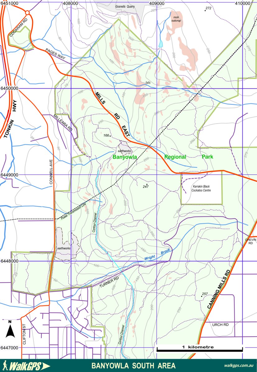 WalkGPS - Banyowla South Walk Area - Darling Range Map by WalkGPS ...