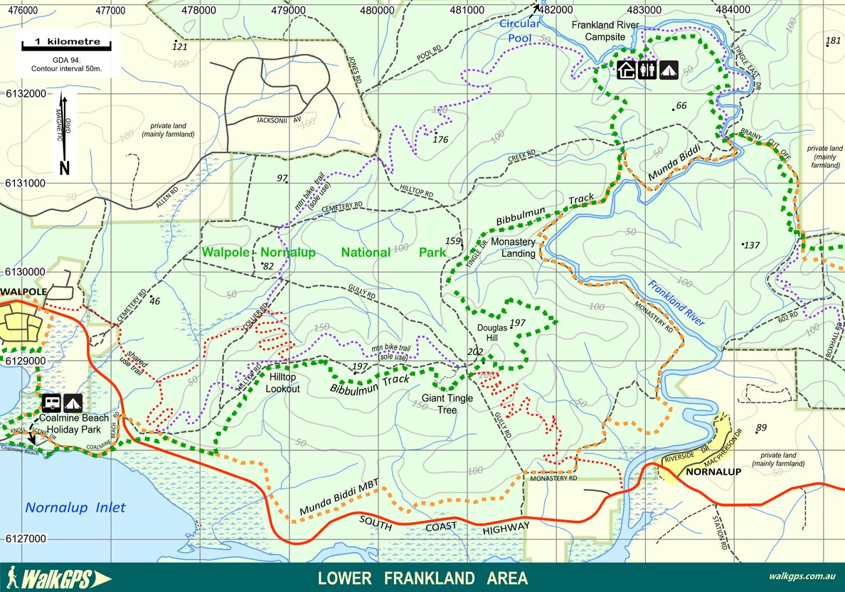 WalkGPS - Lower Frankland Walk Area - Walpole-Nornalup National Park ...